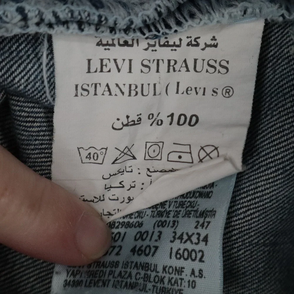 Levis 501 Original Fit Mens Jeans 34x34 Dark Blue Denim Button Fly Straight Leg